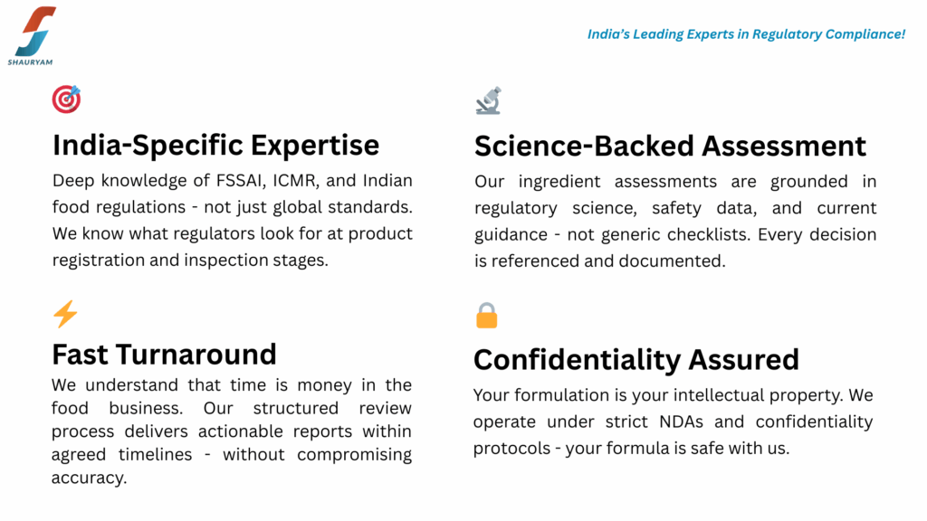 Why Shauryam for Food Ingredient Assessment and Food Formulation Review